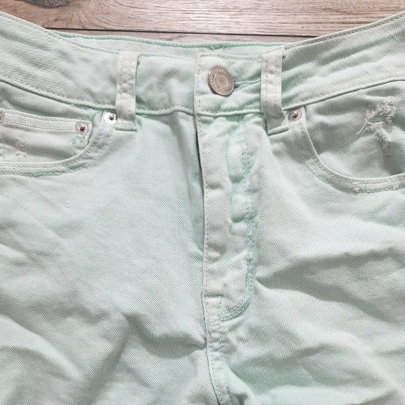 American Eagle Women Girls Jean Short Shorts Size 2 Daisy Dukes Seafoam Destress - Picture 7 of 12